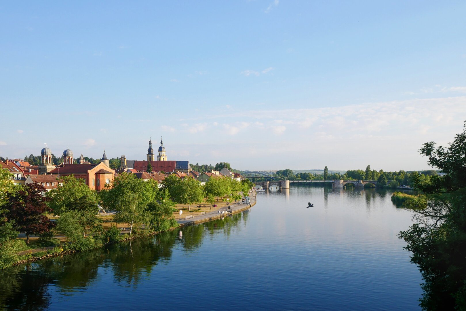 An early morning at the Main river in Kitzingen,